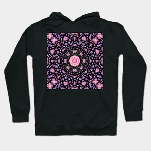 Crystal Hearts and Flowers Valentines Kaleidoscope pattern (Seamless) 16 Hoodie